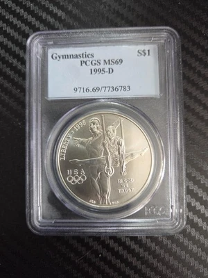 1995-D $1 Olympic Gymnastics Commemorative Silver Dollar PCGS MS69 - Image 1 of 2