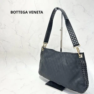 Bottega Veneta Accessory Pouch One Shoulder Bag Punching Canvas Leather Black - Picture 1 of 24