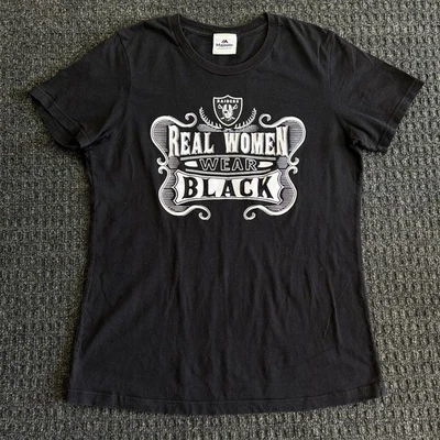 Camiseta Oakland Las Vegas Raiders para mujer real negra majestuosa L Foto 1 de 4