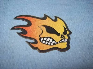 TOPPA ADESIVA STICKER PATCH RICAMI FIAMMA 8,5x6cm - Picture 1 of 1