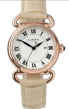 New Links Of London Driver Rose Gold Plated Ladies Leather Strap Wristwatch