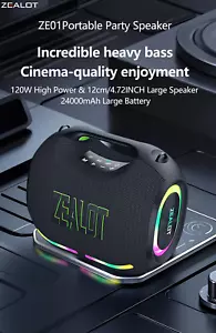 Zealot ZE01 120W Wireless Speaker TWS Dual Pairing, Power bank, RGB Light - Picture 1 of 15