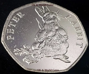 2018 Peter Rabbit Eating Carrot 50p Fifty Pence Uncirculated Coin - Picture 1 of 4