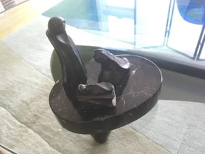 Weber Bronze Black Marble Nativity Scene 1987 Art Sculpture Jesus Mary Joseph - Picture 1 of 4