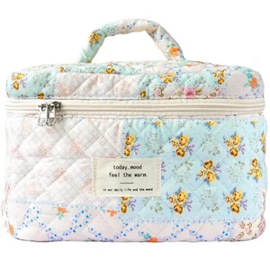 Makeup Bag Large Travel Quilted Cosmetic Makeup Bag Organizer Floral Cotton Coqu - Picture 1 of 6