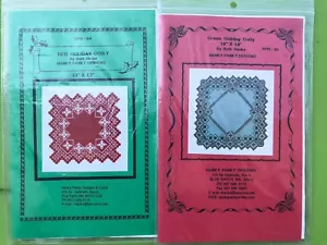 Hardanger Embroidery Christmas Pattern Lot Holiday Doily 13x13 18x18 Ruth Hanke - Picture 1 of 5