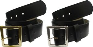 Black Leather Garrison Belt Bonded Heavy Duty Work Belt 1.75" Wide