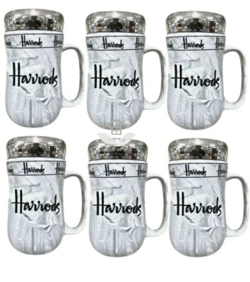 Harrods Travel Mug White Grey Marble Tea Coffee Ceramic Ideal Gift - Image 1 of 2