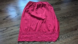Vintage VANITY FAIR RED HOT Slip Skirt Lingerie Silky Nylon Lace Trim M RARE - Picture 1 of 8