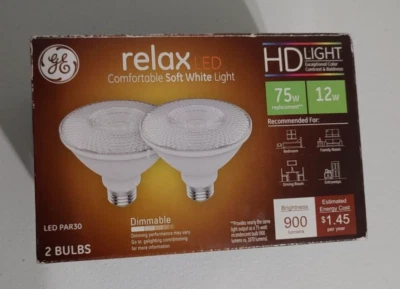 GE Relax LED Light Bulb, 12 Watt (75 Watt Equivalent) Soft White, PAR30-2 Bulbs - Image 1 of 4