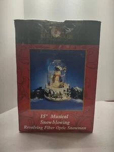 Kurt Adler Fiber Optic 15" Musical/Blowing Snow Globe Snowman, 12 Different Song - Picture 1 of 12