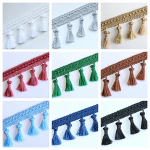 Borla con flecos, cinta bobble, cinta con borlas para cortinas tela artesanía - Imagen 1 de 18