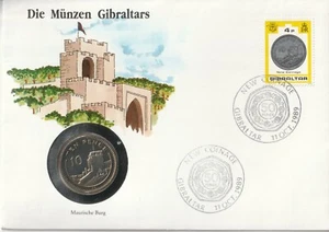MDS CARTA NUMISMÁTICA BRALTAR 1989 CASTILLO MORISCO CON DIEZ 10 PENIQUES 1990 - Imagen 1 de 2