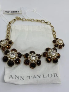 Collar ANN TAYLOR eslabón de cadena en tono dorado con cuentas de flores - Imagen 1 de 8