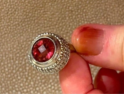 Pink Tourmaline Diamond Ring White Gold EUC! - Image 1 of 4