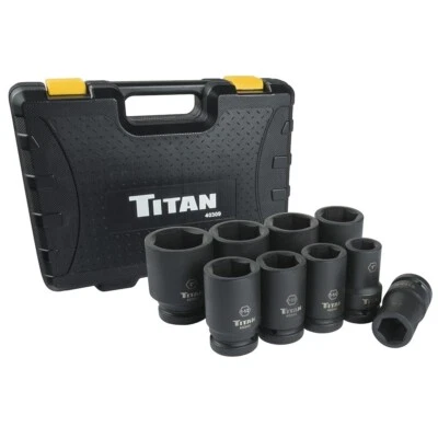 Titan 40309 9-Piece 1-Inch Drive SAE Deep Impact Socket Set - Image 1 of 4