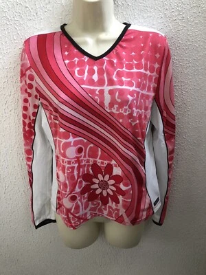 Camisa Athleta Pull Over Roja Blanca Rosa Manga Larga Mujer Mediana M Foto 1 de 4