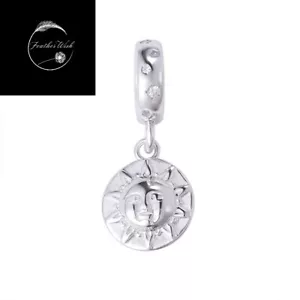 925 Sterling Silver Rose Gold Sun Star Charm for Bracelets Retro Family Dangle - Picture 1 of 26