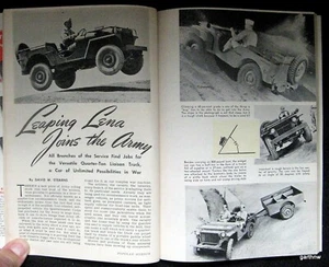 JEEP 1941 WORLD WAR II PICTORIAL LEAPING LENA JOINS THE U.S. ARMY SPECS FEATURES - Picture 1 of 2