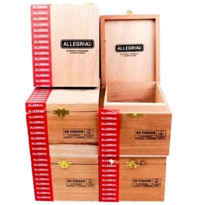 Lote de 5 cajas de cigarros de madera vacías Allegria Robusto 6,25" x 5,25" x 4,25" Juego de 5 - Imagen 1 de 10