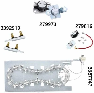 Kit elemento riscaldante asciugatrice ricambio per Whirlpool GEW9200LW1 GEQ9800PW2 - Foto 1 di 6
