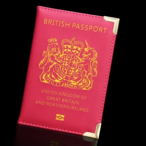 Die Britisch Passport Halter Abdeckung Leder Ausweis Modisch Reise Bezüg C8 - Imagen 1 de 22