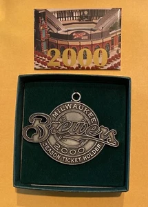 MLB Milwaukee Brewers 2000 Season Ticket pewter Christmas Ornament & Pin - Picture 1 of 4