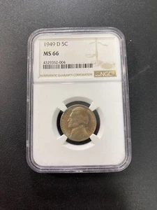 1949 D JEFFERSON NICKEL NGC MS-66 - UNCIRCULATED - HIGH GRADE - CERTIFIED - 5C - Picture 1 of 2