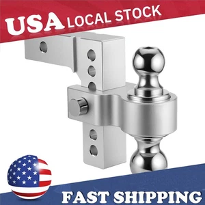 2" Receiver 6" Drop/Rise Adjustable Tow Hitch Dual Ball Mount Trailer 18500 Brzb - Picture 1 of 7