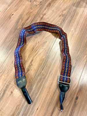 Vintage Bobby Lee 70s Wide Woven Hippie Camera Guitar Neck Strap w/ Clip Covers - Image 1 of 4