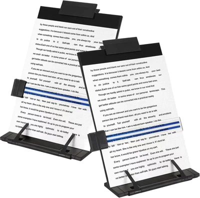OSPNIEEK 2 Pack Desktop Document Holder Stand with 7 Adjustable Position, Black - Image 1 of 4