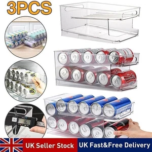 3X 2 Tiers Stackable Beverage Holder Can Organizer Rack for Refrigerator Kitchen - Picture 1 of 12