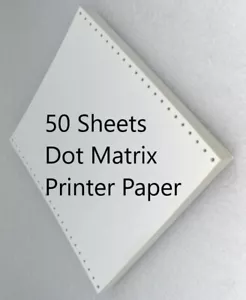 Vintage Continuous Tractor Feed Dot Matrix Printer Paper 8 1/2" x 11" 50 sheets - Picture 1 of 1