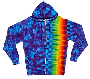 Sudadera con capucha psicodélica arco iris panal ADN azul blotter con cremallera Tie Dye - Imagen 1 de 3