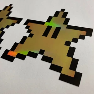 Gold CHROME OIL SLICK 8 Bit Star Mario Brothers 4" Game Vinyl Decal Sticker JDM - Picture 1 of 2
