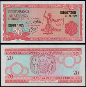 Burundi 20 Francs (P27d) 2003 Stempelglanz - Bild 1 von 1