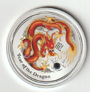 2012 Year of Dragon 1/2oz colored 999 silver coin Perth mint * Great Value * - Picture 1 of 2