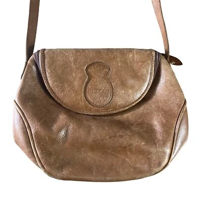 Bolso Bandolera Vintage Unisa Cuero Marrón Correa Ajustable Solapa Foto 1 de 4