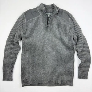 Eddie Bauer Military Wool Sweater Mock Neck Fisherman Size XL Mens Gray - Picture 1 of 7