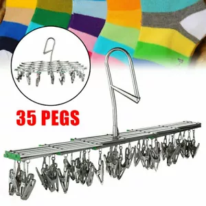 35 Peg Metal Sock Clothes Hanger Rustproof Airer Dryer Underwear Drying Rack - Picture 1 of 12