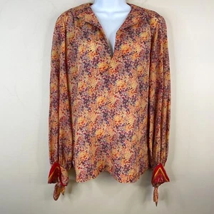 Vintage 70s Women Art To Wear Top Size L Mod Geometric Pullover Statement Blouse - Picture 1 of 10