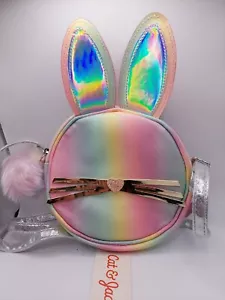 Cartera de conejo colorido brillante para niñas rosa verde amarillo arco iris - Imagen 1 de 5