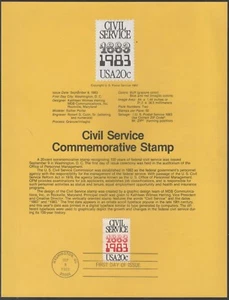 US Scott #SP625 Souvenir page of the #2053 20 cent Civil Service stamps. - Picture 1 of 1
