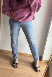 Damen Jeans Trendyol Hellblau Washed Getragen Slim Stretch Mom Fit Top 36 S - Bild 1 von 9
