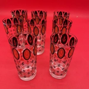 1960er Fred Press MCM geometrische Glas Becher schwarz und gold 8er Set signiert - Bild 1 von 16