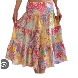 Falda Midi Vintage Lauren Ralph Lauren Para Mujer Mediana Niveles Gitana Boho Festival - Imagen 1 de 8