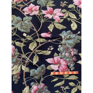 Arazzo floreale broccato pesante Stark 54"wx56"l nero rosa blu verde botanico - Foto 1 di 4