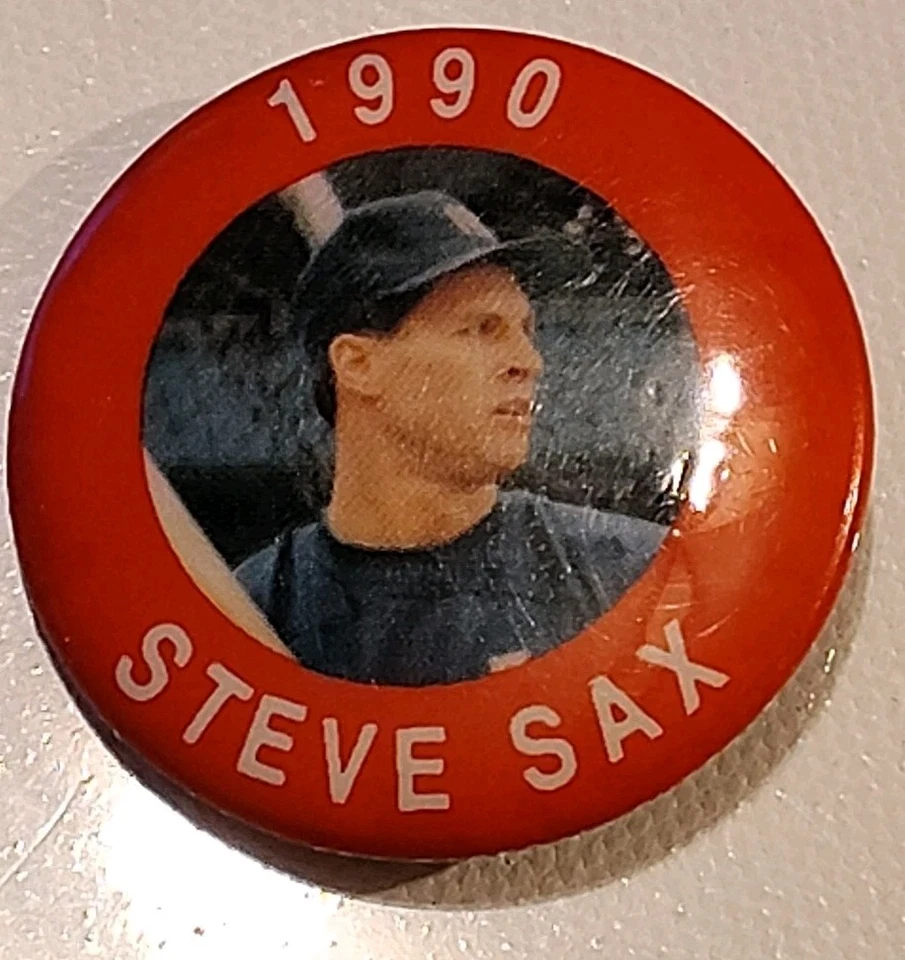 Vintage MLB Steve Sax 1990 J.K.A. SPEC Baseball Button Hat Cap Lapel Pin 1.5" - Image 1 of 4