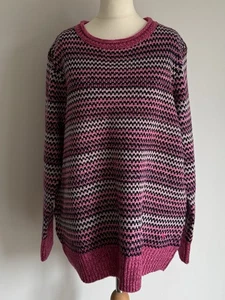 Maglione Country Rose taglia Large rosa righe a righe L EWM pullover 18 20 - Foto 1 di 8