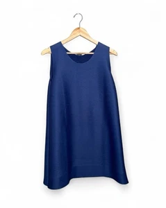 ALQUEMA Crinkle Dress Womens Size 1 Sleeveless Shift Dress Stretch Navy Blue - Picture 1 of 6